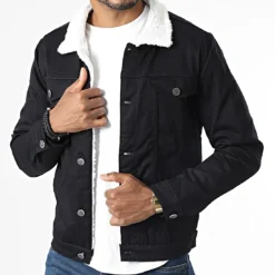 Veste Jean Col Mouton 7004 Bleu Marine de Black Needle
