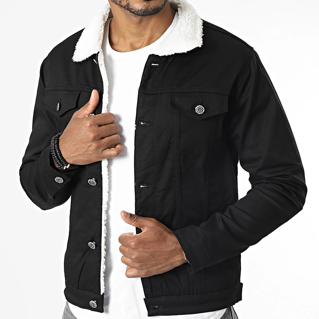 Veste Jean Col Mouton 7004 Noir de Black Needle 3 Veste Jean Col Mouton 7004 Noir de Black Needle