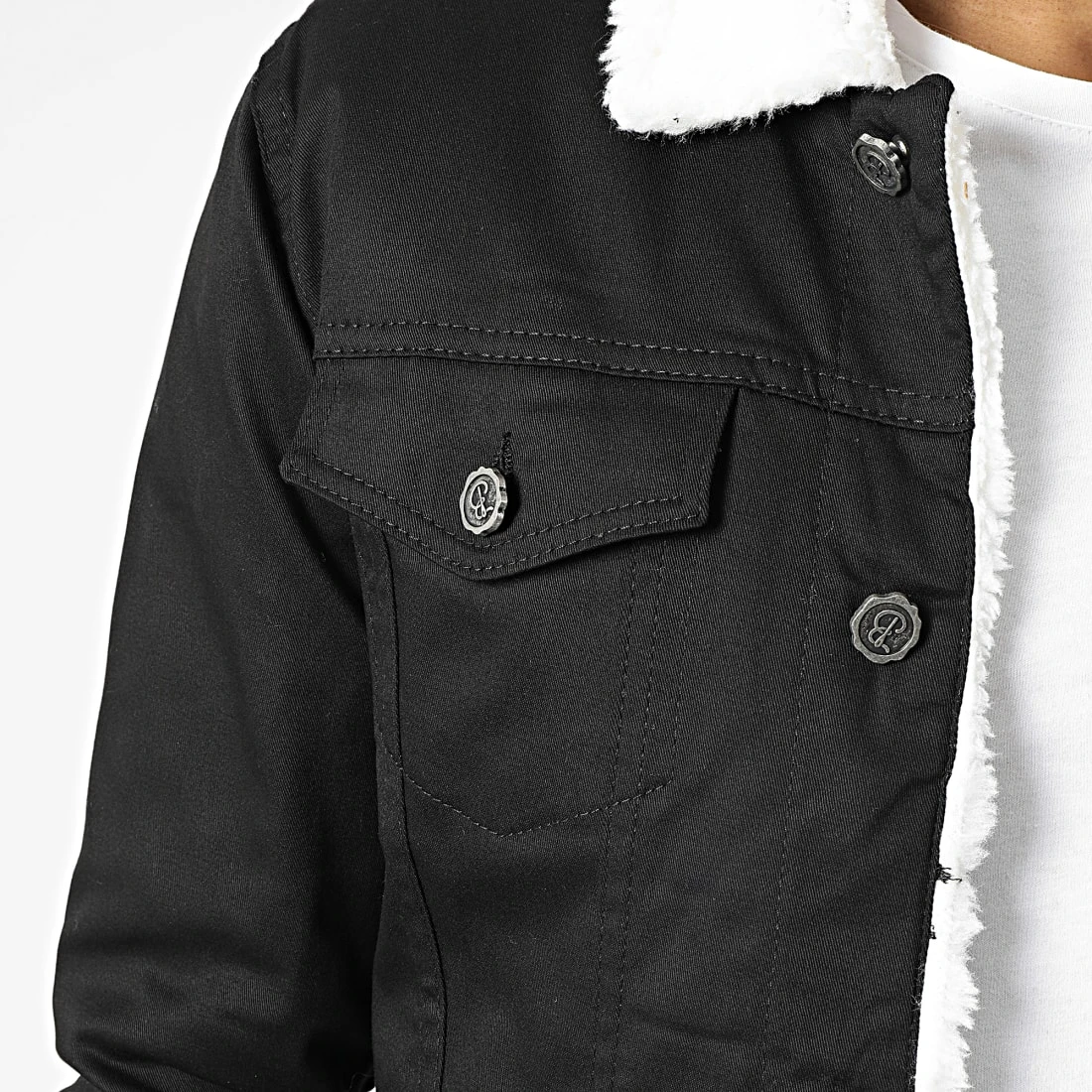 Veste Jean Col Mouton 7004 Noir de Black Needle 4 Veste Jean Col Mouton 7004 Noir de Black Needle – Image 2