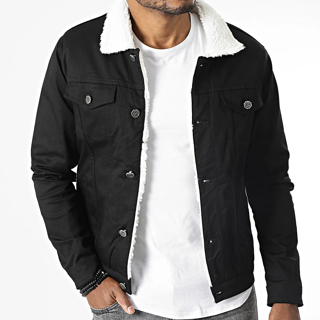 Veste Jean Col Mouton 7004 Noir de Black Needle 5 Veste Jean Col Mouton 7004 Noir de Black Needle – Image 3