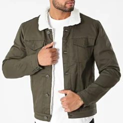 Veste Jean Col Mouton 7004 Vert Kaki de Black Needle