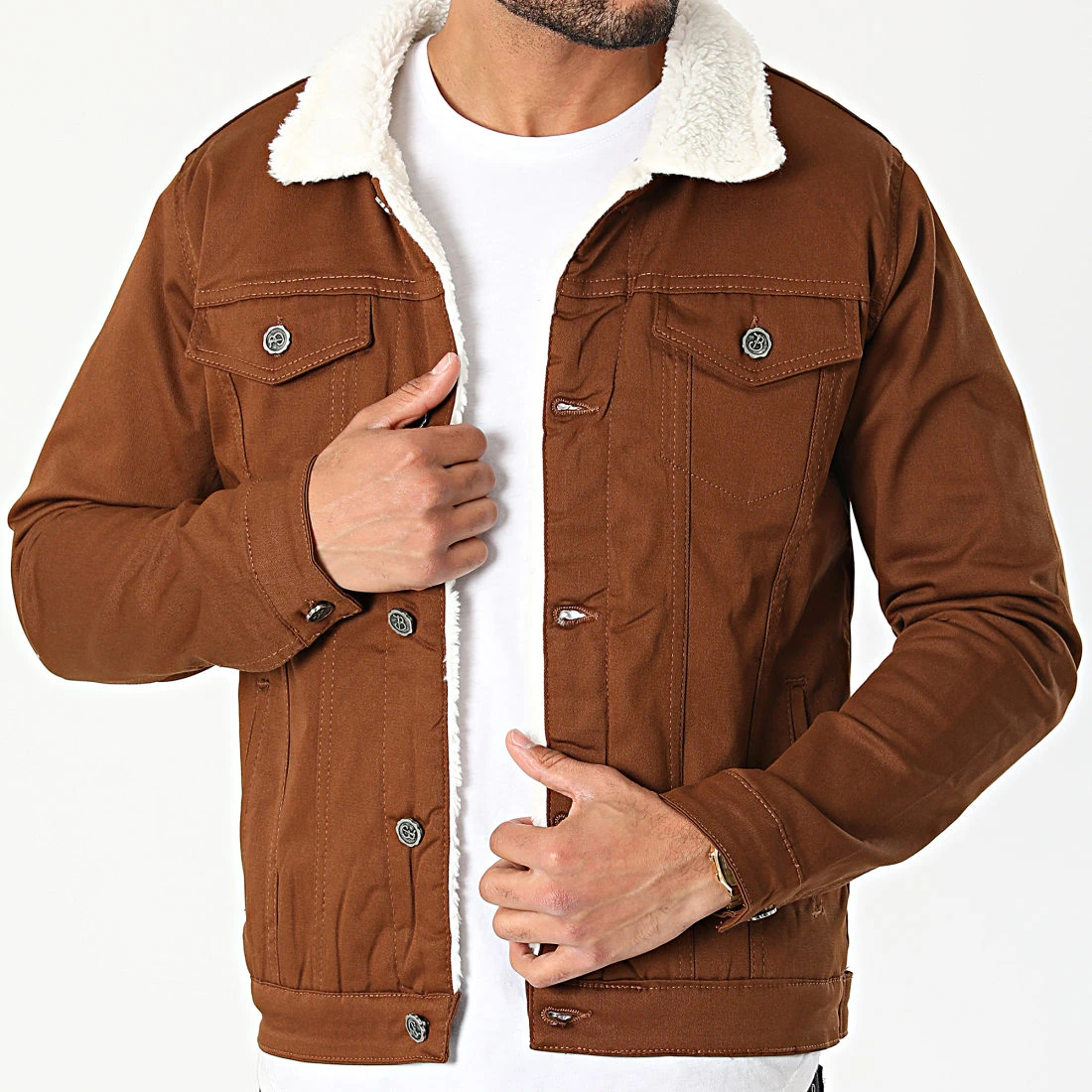 Veste Jean Col Mouton 7004 Marron de Black Needle 3 Veste Jean Col Mouton 7004 Marron de Black Needle