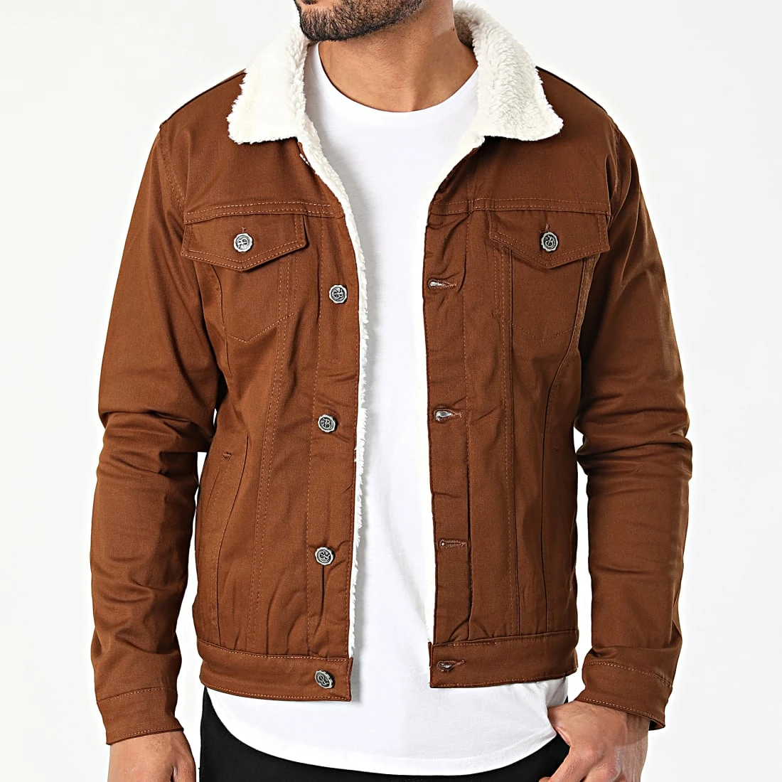 Veste Jean Col Mouton 7004 Marron de Black Needle 5 Veste Jean Col Mouton 7004 Marron de Black Needle – Image 3