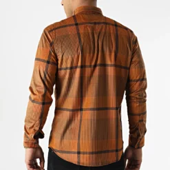 Chemise Manches Longues A Carreaux Y-3560-06 Marron de Black Needle -Black Needle Soldes black needle 294935 Y 3560 06 20211209T160544 04