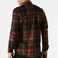 Chemise Manches Longues A Carreaux Y-3560-04 Camel Noir de Black Needle -Black Needle Soldes black needle 294939 Y 3560 04 20211209T160620 04