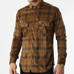 Chemise Manches Longues A Carreaux Y-3560-01 Marron Kaki de Black Needle