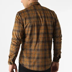 Chemise Manches Longues A Carreaux Y-3560-01 Marron Kaki de Black Needle -Black Needle Soldes black needle 294941 Y 3560 01 20211209T160444 04