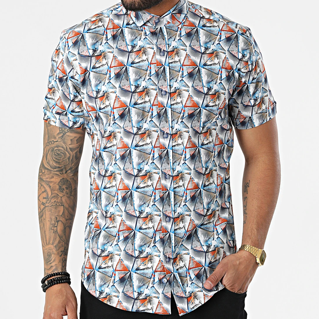 Chemise Manches Courtes Y-3619 Bleu de Black Needle 5 Chemise Manches Courtes Y-3619 Bleu de Black Needle – Image 3