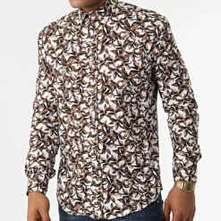 Chemise Manches Longues Y-3618 Blanc Marron de Black Needle