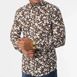 Chemise Manches Longues Y-3618 Blanc Marron de Black Needle -Black Needle Soldes black needle 318286 Y 3618 02 20220519T162442 03