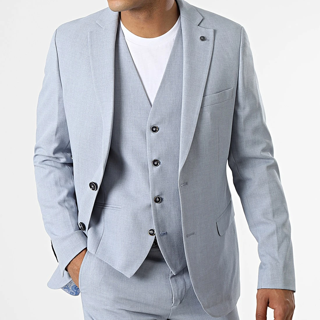 Ensemble Costume 3 Pièces 11670 Bleu Clair de Black Needle 4 Ensemble Costume 3 Pièces 11670 Bleu Clair de Black Needle – Image 2