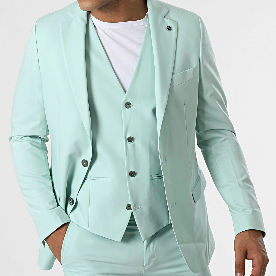 Ensemble Costume 3 Pièces 11672 Vert Clair de Black Needle 4 Ensemble Costume 3 Pièces 11672 Vert Clair de Black Needle – Image 2