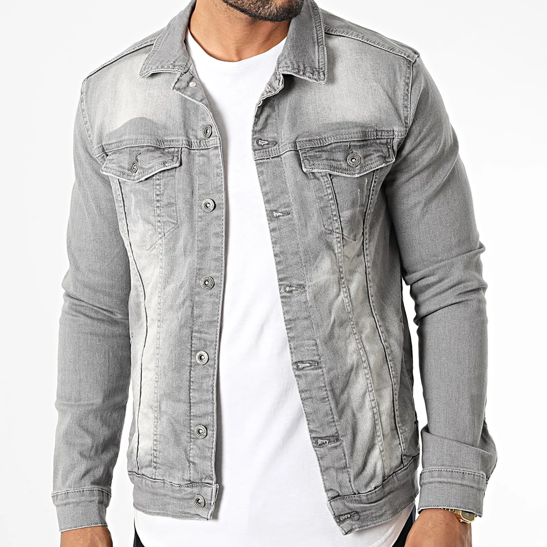 Veste Jean BN-7000-6 Gris de Black Needle 5 Veste Jean BN-7000-6 Gris de Black Needle – Image 3