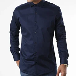 Chemise Manches Longues Y3642 Bleu Marine de Black Needle -Black Needle Soldes black needle 336580 Y3642 DKBLUE 20220920T152819 03