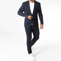 Ensemble Veste Blazer Et Pantalon Chino X-20519 Bleu Marine de Black Needle