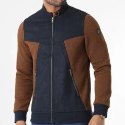 Veste Zippée BLC22K03 Marron Bleu Marine de Black Needle