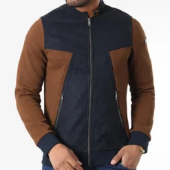 Veste Zippée BLC22K03 Marron Bleu Marine de Black Needle -Black Needle Soldes black needle 343319 BLC22K03 BRIQUE BLEU MARINE 20221013T155403 03
