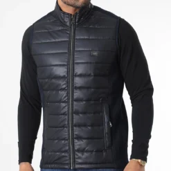Veste Zippée Sans Manches BLC22K05 Bleu Marine Noir de Black Needle