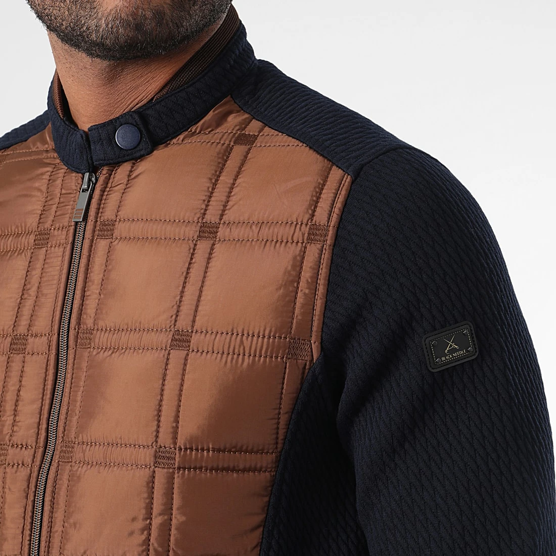 Veste Zippée BLC22K09 Bleu Marine Marron de Black Needle 4 Veste Zippée BLC22K09 Bleu Marine Marron de Black Needle – Image 2