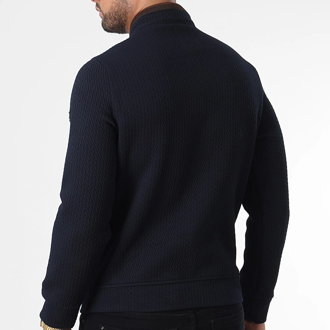 Veste Zippée BLC22K09 Bleu Marine Marron de Black Needle 6 Veste Zippée BLC22K09 Bleu Marine Marron de Black Needle – Image 4