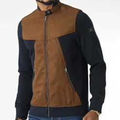 Veste Zippée BLC22K03 Bleu Marine Marron de Black Needle