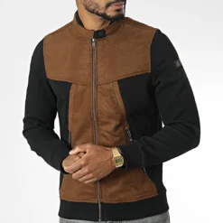 Veste Zippée BLC22K03 Noir Marron de Black Needle -Black Needle Soldes black needle 343364 BLC22K03 NOIR BRIQUE 20221014T150646 03