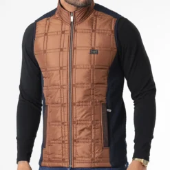 Veste Zippée Sans Manches BLC22K16 Bleu Marine Marron de Black Needle