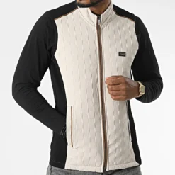 Veste Zippée Sans Manches BLC22K11 Noir Beige de Black Needle