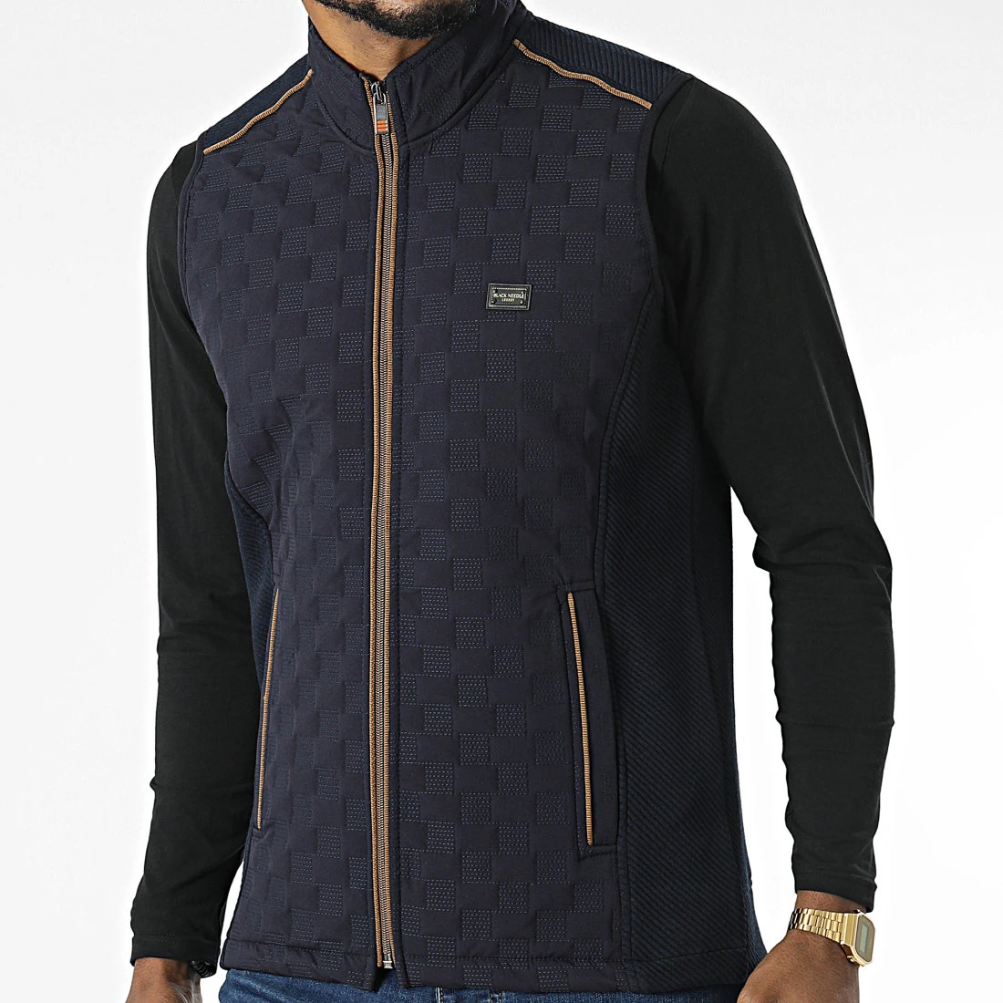 Veste Zippée Sans Manches BLC22K11 Bleu Marine de Black Needle 3 Veste Zippée Sans Manches BLC22K11 Bleu Marine de Black Needle