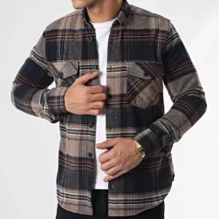 Surchemise Carreaux Y3688 Marron de Black Needle