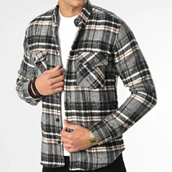 Surchemise Carreaux Y3688 Gris de Black Needle