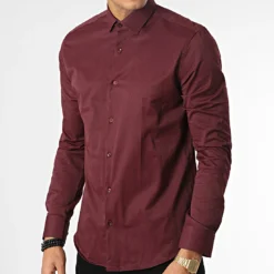 Chemise Manches Longues Y3687 Bordeaux de Black Needle