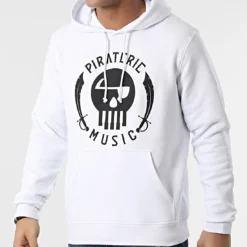 Sweat Capuche Piraterie Music Blanc Noir