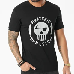 Tee Shirt Piraterie Music Noir Réfléchissant -Black Needle Soldes booba 302043 PIRAT TS PIRATERIEMUSIC NOIREFL 20220202T151453 03