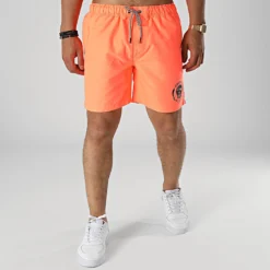 Short De Bain Logo Orange Fluo Noir de Piraterie Music -Black Needle Soldes booba 323503 PIRAT SHOB LOGO ORAFLUONOI 20220609T123008 03