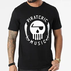 Tee Shirt Piraterie Music Noir Blanc -Black Needle Soldes la piraterie 297788 PIRAT TS PIRATERIEMUSIC NOIBLC 20220104T164620 03