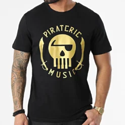 Tee Shirt Piraterie Music Noir Doré -Black Needle Soldes la piraterie 297789 PIRAT TS PIRATERIEMUSIC NOIOR 20220104T164550 03