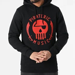 Sweat Capuche Piraterie Music Noir Rouge -Black Needle Soldes la piraterie 297793 PIRAT SWCP PIRATERIEMUSIC NOIROU 20221117T120523 03