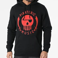 Sweat Capuche Piraterie Music Noir Rouge