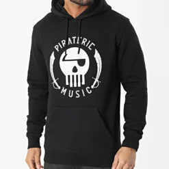 Sweat Capuche Piraterie Music Noir Réfléchissant