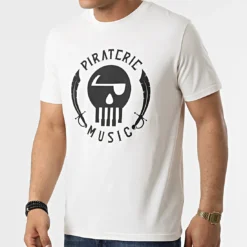 Tee Shirt Logo Beige de Piraterie Music