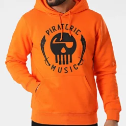 Sweat Capuche Logo Orange Noir de Piraterie Music -Black Needle Soldes la piraterie 316401 PIRAT SWCP LOGO ORANOI 20220421T143122 03