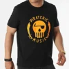 Tee Shirt Logo Noir Orange Fluo de Piraterie Music
