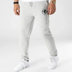 Pantalon Jogging Logo Gris Chiné Noir de Piraterie Music