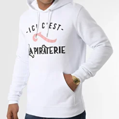 Sweat Capuche Ici C'est La Piraterie Blanc Noir -Black Needle Soldes la piraterie 319277 PIRAT SWCP ICICEST BLCNOI 20220523T161520 03