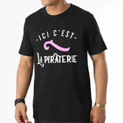 Tee Shirt Ici C'est La Piraterie Noir