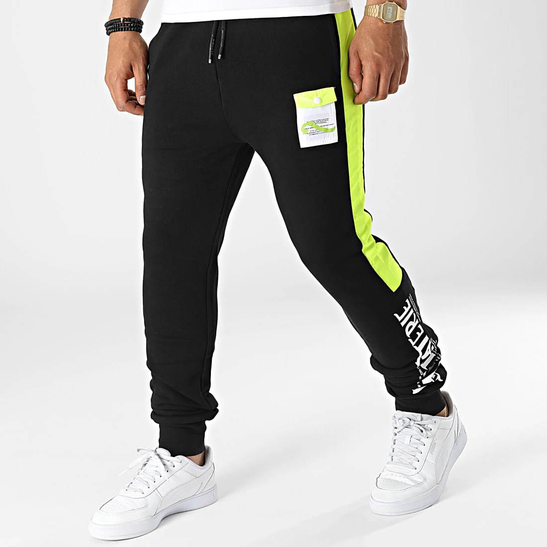 Pantalon Jogging A Bandes 6850 Noir Jaune Fluo de La Piraterie 3 Pantalon Jogging A Bandes 6850 Noir Jaune Fluo de La Piraterie