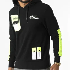 Sweat Capuche Sword 6849 Noir Jaune Fluo de La Piraterie