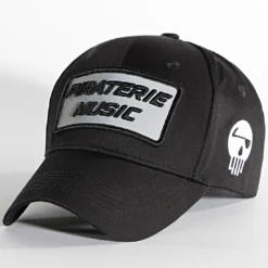 Black Needle Soldes 54 Casquette Big Logo Noir Réfléchissant de Piraterie Music