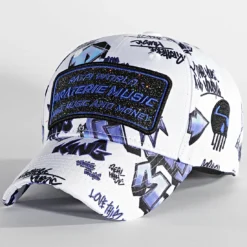 Casquette Print Blanc Bleu de Piraterie Music